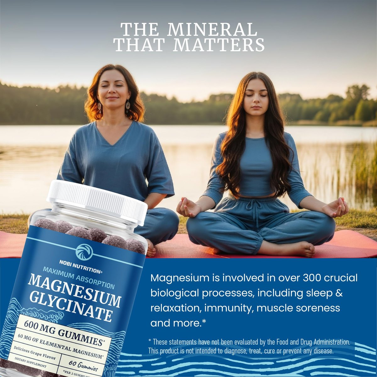 Magnesium Glycinat Gummies 600 mg | Schlaf, Ruhe & Entspannung | 60 mg elementares Magnesium pro Portion | Traubengeschmack, glutenfrei | Hoch absorbierbare Magnesium Gummis für Frauen, Männer & Familie | 60 Stück