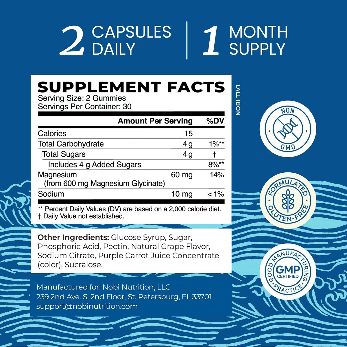 Magnesium Glycinat Gummies 600 mg | Schlaf, Ruhe & Entspannung | 60 mg elementares Magnesium pro Portion | Traubengeschmack, glutenfrei | Hoch absorbierbare Magnesium Gummis für Frauen, Männer & Familie | 60 Stück