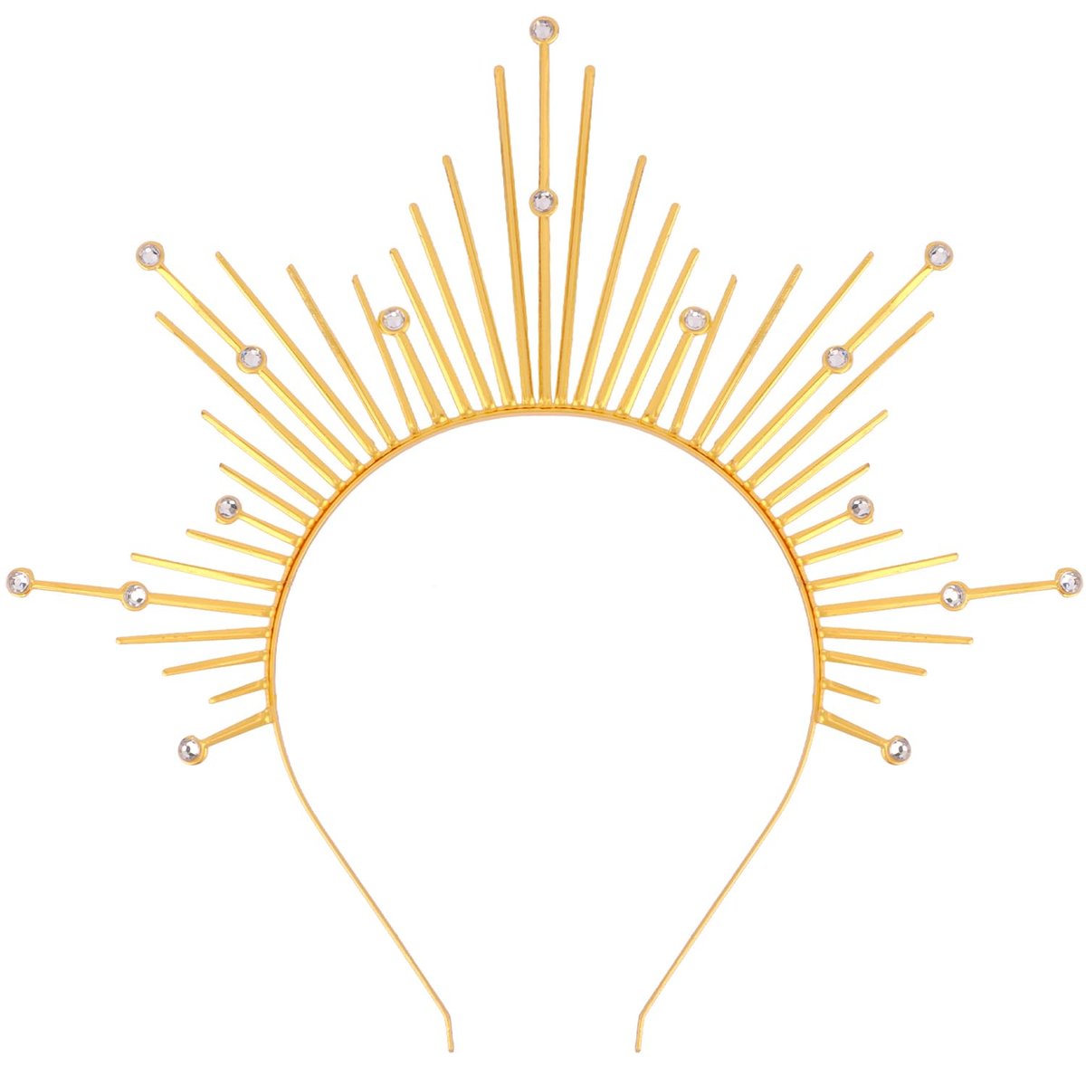 Atoden Halo-Stirnband Mary Gold Heiligenschein-Krone Griechische Göttin-Kopfschmuck Sonnenstrahlen-Spikes-Sonnenkopfschmuck Metall Renaissance-Stirnband Halloween-Haarschmuck für Cosplay Kostüm Partygeschenke