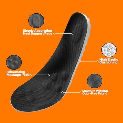 4D Cloud Einlegesohlen für Herren - Memory Foam Sohlen für Schuhe und Stiefel - Zuschneidbare Einlagen gegen Fußschmerzen und Ermüdung (Schwarz, L)