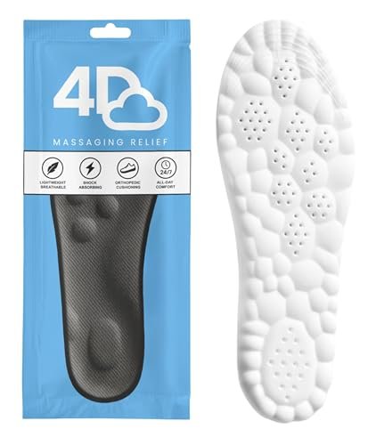 4D Cloud Einlegesohlen für Herren - Memory Foam Sohlen für Schuhe und Stiefel - Zuschneidbare Einlagen gegen Fußschmerzen und Ermüdung (Schwarz, L)