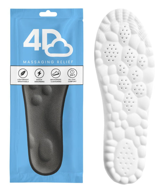 4D Cloud Einlegesohlen für Herren - Memory Foam Sohlen für Schuhe und Stiefel - Zuschneidbare Einlagen gegen Fußschmerzen und Ermüdung (Schwarz, L)