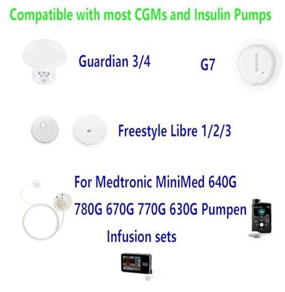30 Stück wasserdichte Infusionsstellen-Pflaster für CGM-Sensoren, kompatibel mit Medtronic 780G/770G, Tandem t:Slim X2/Mobi – hypoallergene Klebepflaster mit 0,8 Zoll Loch, 14 Tage Tragedauer, vorgeschnittene atmungsaktive transparente Pflaster