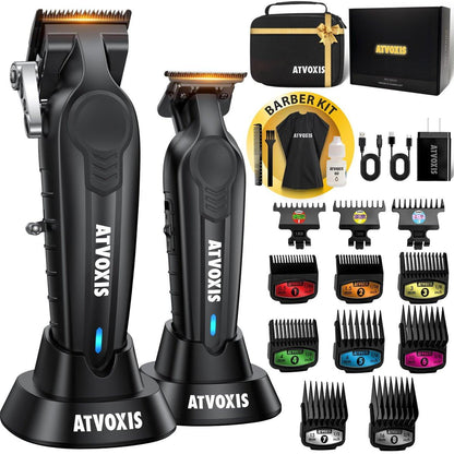 ATVOXIS Haarschneider für Herren Profi, Barber Haarschneider und Trimmer Set, Kabelloser Haarschneider, Haarschneide-Kit, Friseur-Kit, Haarschneidemaschine für Männer (Schwarz)