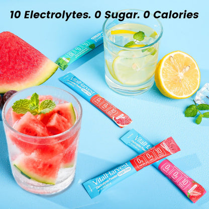 24 Sticks Electrolytes Pulver-Päckchen 7 Geschmacksrichtungen Zuckerfreie Hydratationspäckchen Liquid Daily IV Drink Mix, wenig Natrium, Zitronenlimonade, Wassermelone, Erdbeere, Traube, Grapefruit, Zitronengurke, Minze