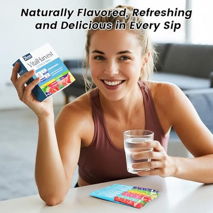 24 Sticks Electrolytes Pulver-Päckchen 7 Geschmacksrichtungen Zuckerfreie Hydratationspäckchen Liquid Daily IV Drink Mix, wenig Natrium, Zitronenlimonade, Wassermelone, Erdbeere, Traube, Grapefruit, Zitronengurke, Minze