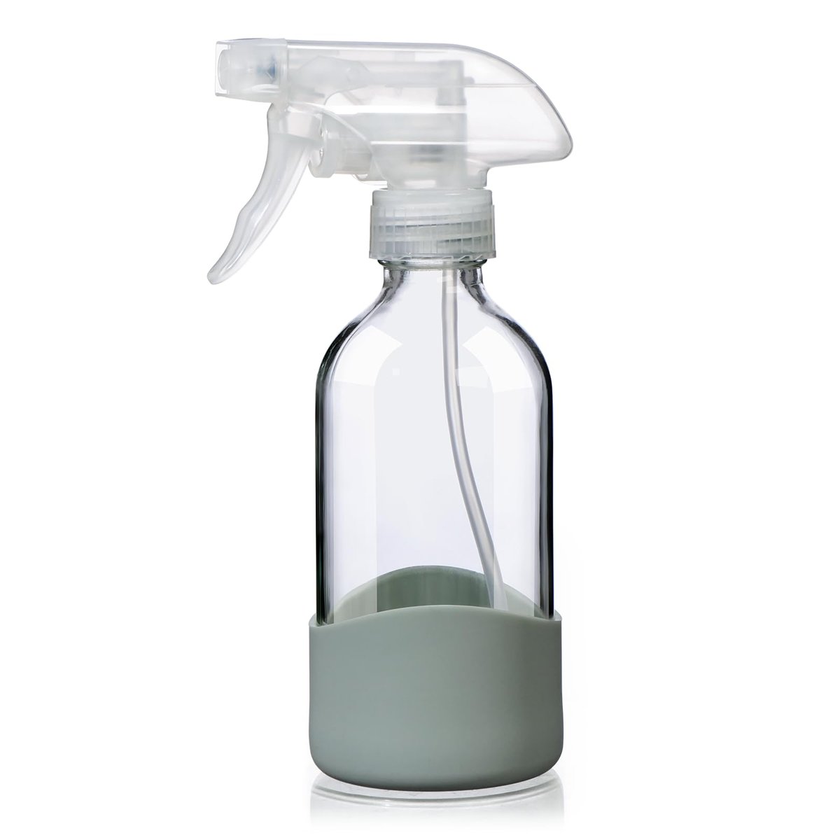 OCMML 8 oz Klarglas-Sprühflasche mit Silikonhülle – Nachfüllbare Sprühflasche für Reinigungslösungen, Haare, Pflanzen & ätherische Öle – Auslaufsicher, verstellbare Düse, wiederverwendbar, umweltfreundlich (1er-Pack)