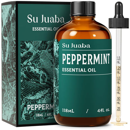SU JUABA Pfefferminzöl 118 ml – 100% reines & natürliches Aromatherapieöl für Diffuser, Spray, Haut und Haar