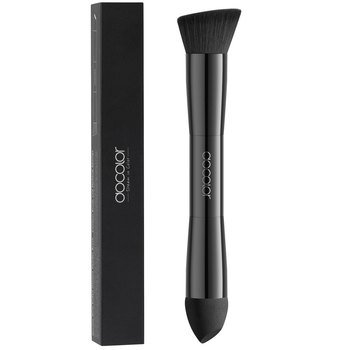 docolor Dual-Ended Hairline Powder Brush – Haarkonturpinsel mit Schwammspitze für nahtloses Verblenden, Ansatzretusche und Bartabdeckung – Vegan & tierversuchsfrei