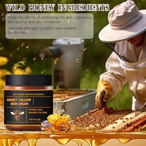 2er-Pack Marromi Rindertalg für die Haut, Talg-Honig-Balsam, Bio-Grasfutter-Rindertalg-Balsam mit Rohhonig, natürliche beruhigende feuchtigkeitsspendende Anti-Aging-Pflege, geeignet für alle Hauttypen