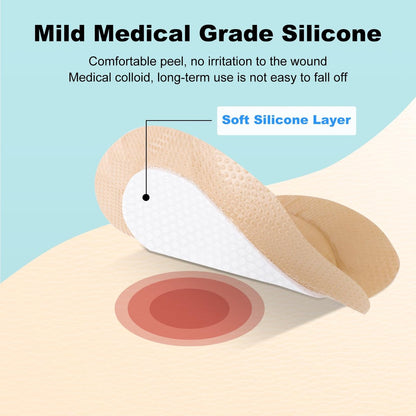 Sakraler Schaumverband, Silikon-Schaumverband mit Rand, 7x7 große Wundauflage für Druckgeschwüre am Gesäß, superabsorbierendes Druckgeschwür-Präventionspad, wasserdicht & atmungsaktiv (10er-Pack)