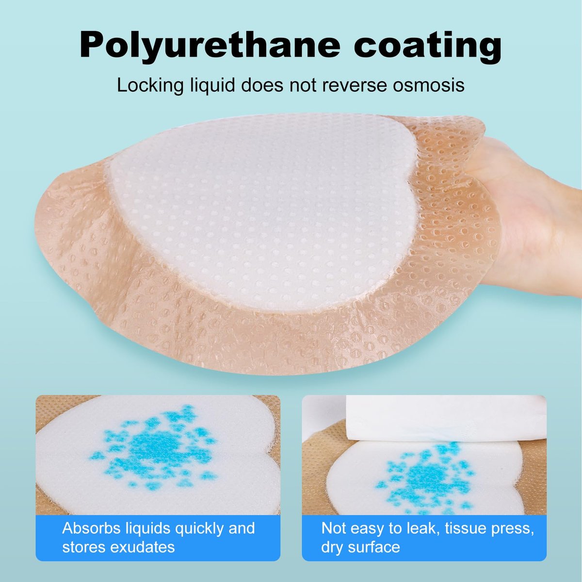 Sakraler Schaumverband, Silikon-Schaumverband mit Rand, 7x7 große Wundauflage für Druckgeschwüre am Gesäß, superabsorbierendes Druckgeschwür-Präventionspad, wasserdicht & atmungsaktiv (10er-Pack)