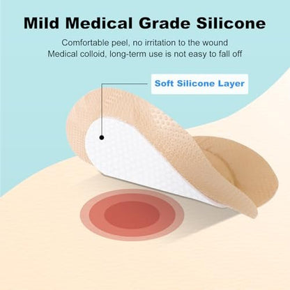 Sakraler Schaumverband, Silikon-Schaumverband mit Rand, 7x7 große Wundauflage für Druckgeschwüre am Gesäß, superabsorbierendes Druckgeschwür-Präventionspad, wasserdicht & atmungsaktiv (10er-Pack)