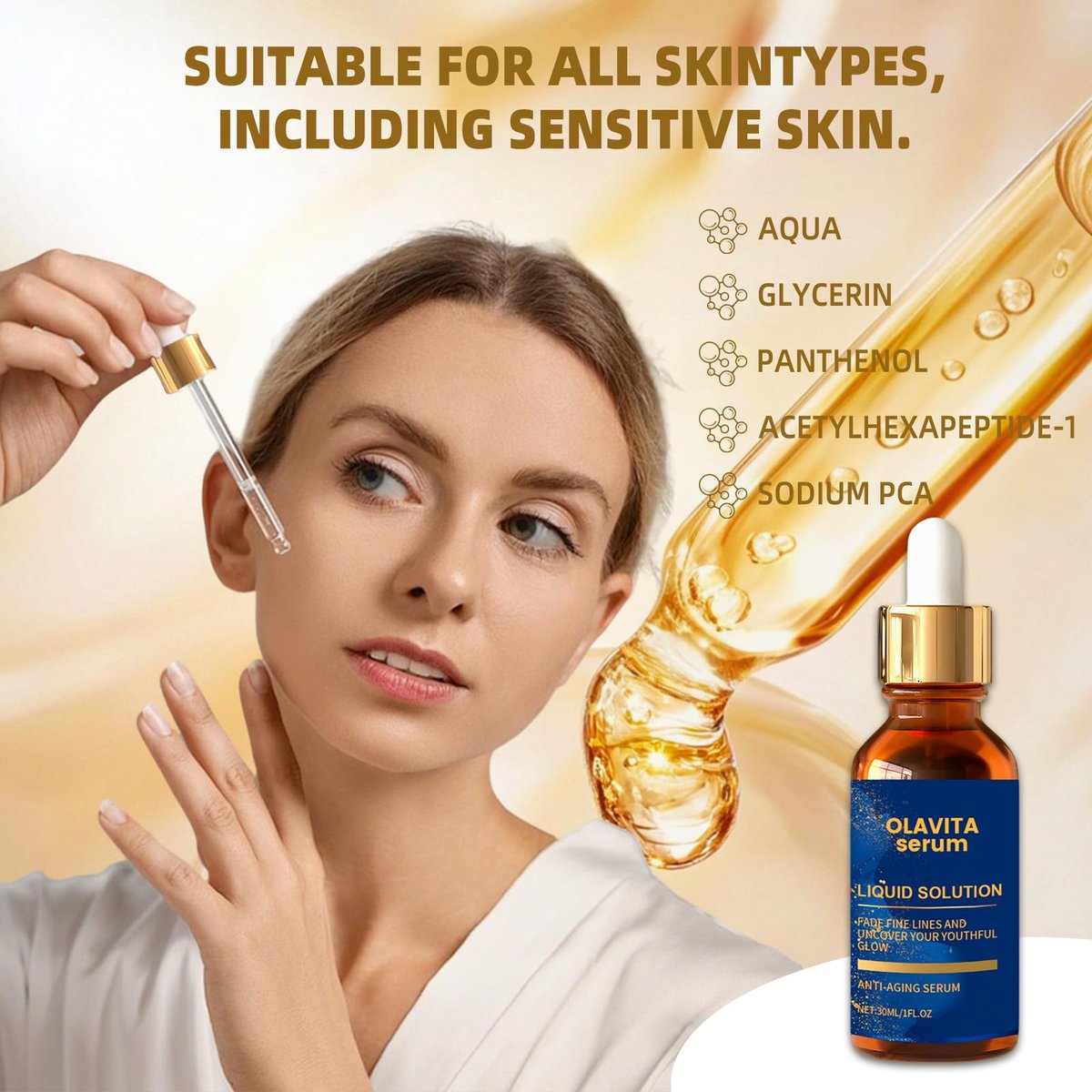 Olavita Serum – Anti-Aging Gesichtsserum mit Vitamin C & E für jugendlichen Glow