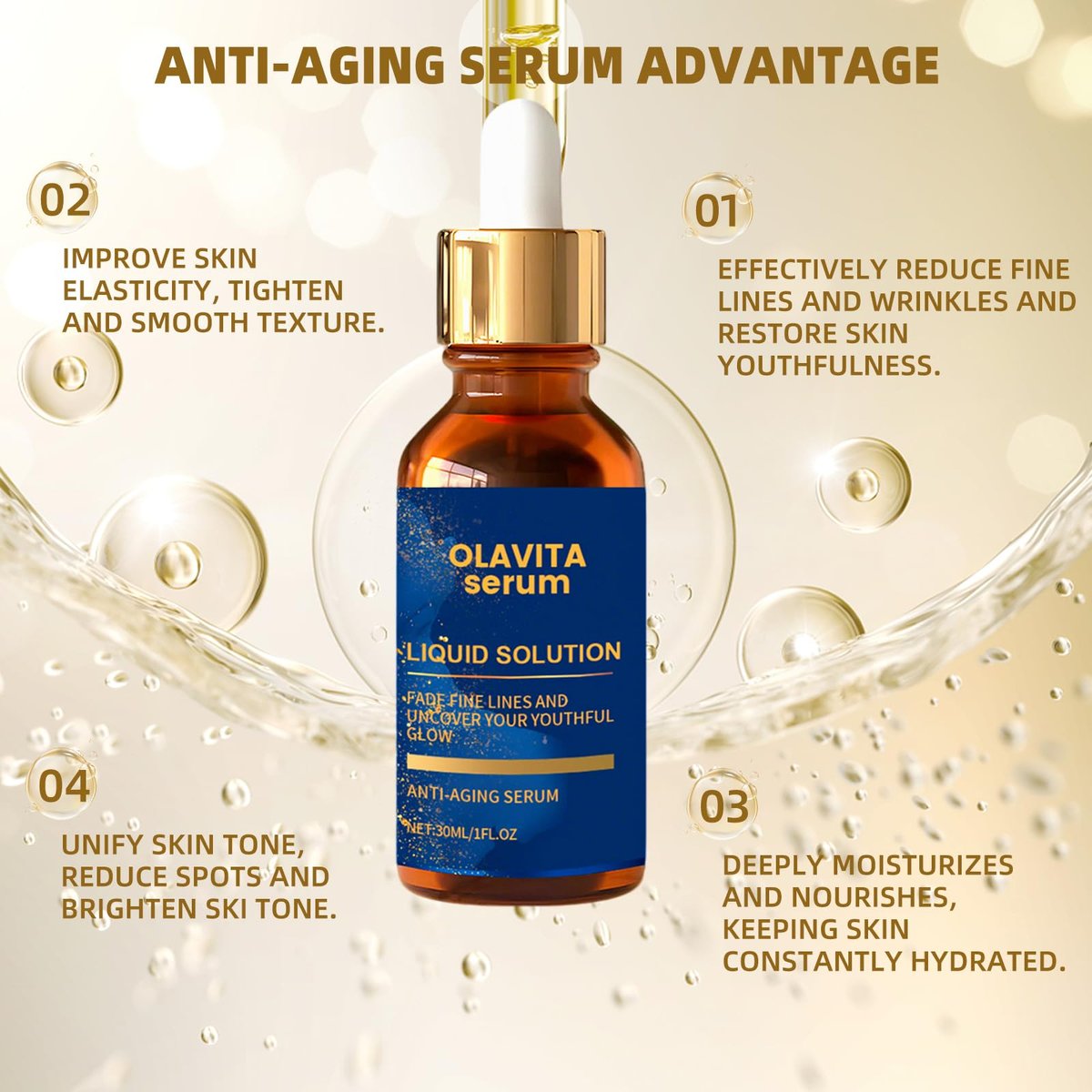 Olavita Serum – Anti-Aging Gesichtsserum mit Vitamin C & E für jugendlichen Glow