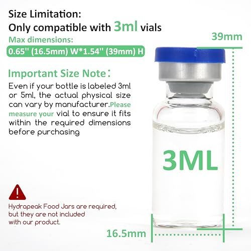 Silikon-Vial-Einsatz 3 ml (1 kurz + 1 lang) kompatibel mit Hydrapeak Lebensmittelgläsern, Vial-Einsatz zur Peptid-Aufbewahrung für 32/25/18 oz Hydrapeak Lebensmittel-Thermos, max. 27 Vials, Blau (ohne Vials & Glas)