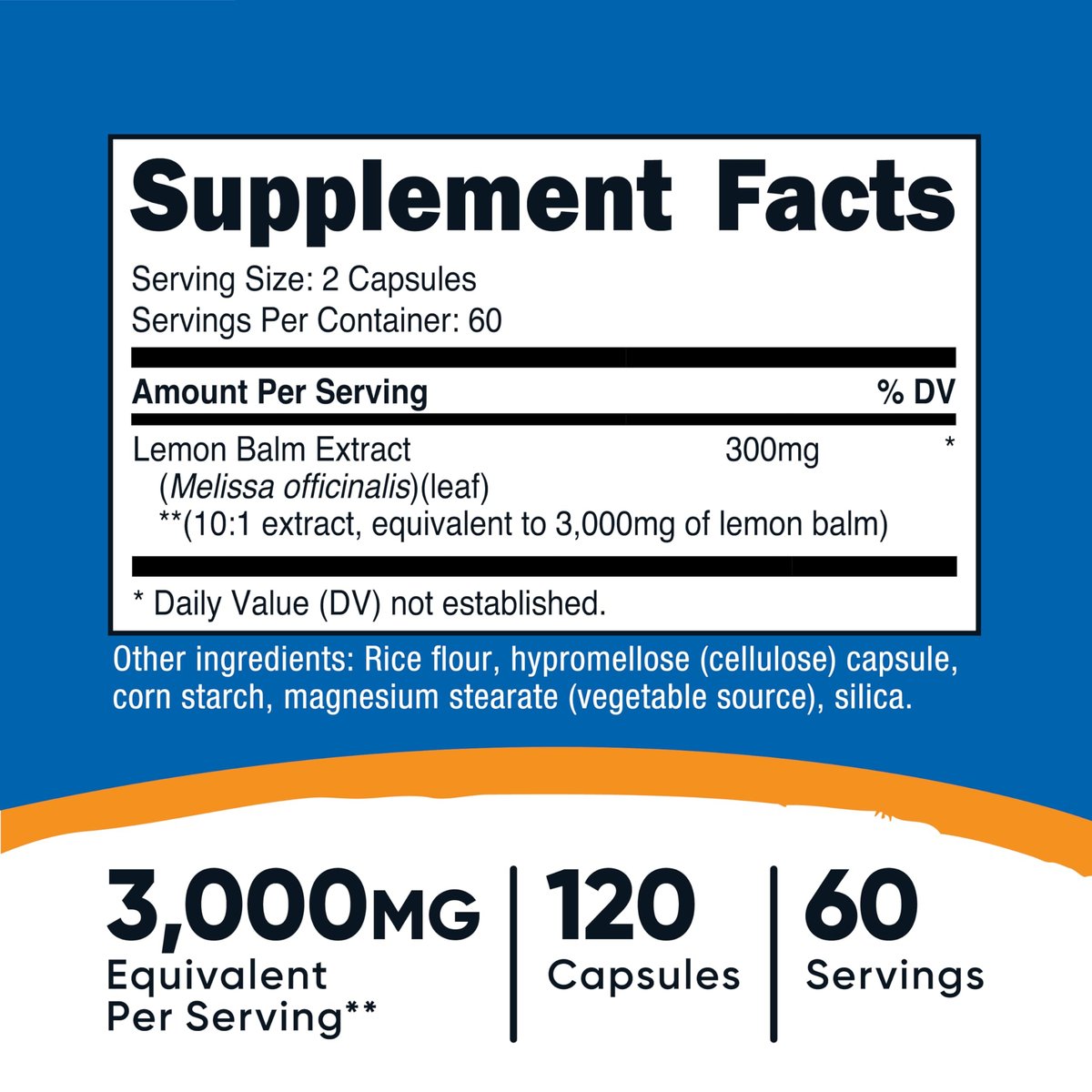 Nutricost Zitronenmelissen-Extrakt 120 Kapseln für 60 Portionen pro Flasche - Melissa officinalis Blatt-Extrakt, vegan
