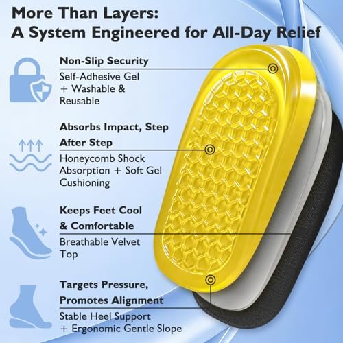 Dr. Shoesert Verstellbare 1-Zoll-Fersenerhöhungen (3-Schicht-Stabilität) – Schwarze orthopädische Einlagen für Plantarfasziitis & Beinlängendifferenz – Waben-Gel-Hybrid-Dämpfung für Damen & Herren (Klein)