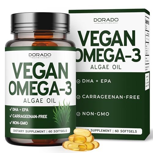Vegane Omega 3 Algenöl (60 Softgels) – Pflanzliches DHA & EPA, nachhaltig, ohne Carrageen, Nicht-GVO | Herz, Gehirn & Augen | Alternative zu Fischöl | Hergestellt in USA