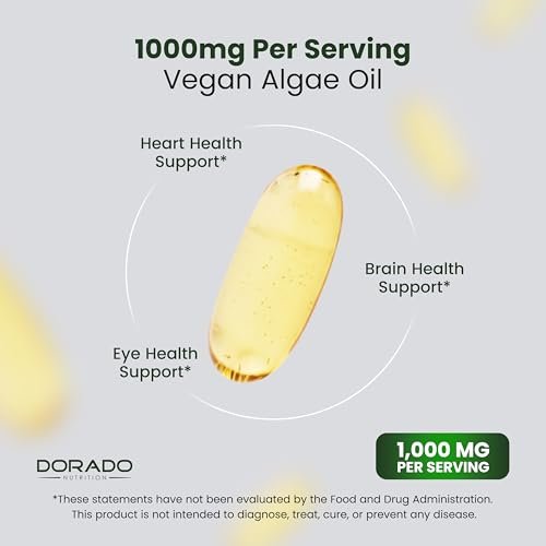 Vegane Omega 3 Algenöl (60 Softgels) – Pflanzliches DHA & EPA, nachhaltig, ohne Carrageen, Nicht-GVO | Herz, Gehirn & Augen | Alternative zu Fischöl | Hergestellt in USA