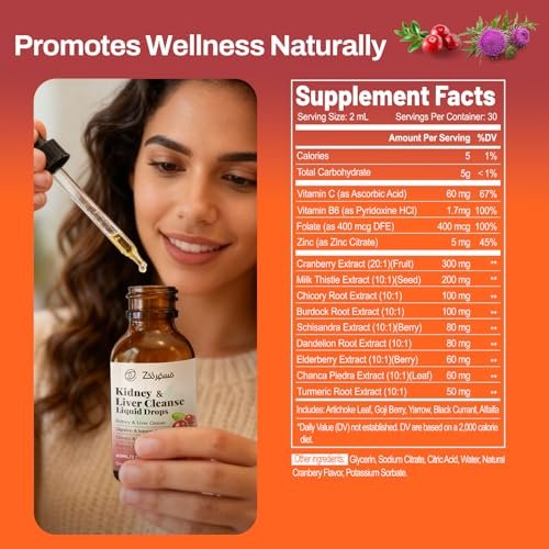 Pavintrix Nierenreinigung Tropfen mit Cranberry-Extrakt, Mariendistel, Chanca Piedra & Artischocke - Kräuterergänzung für Leber-Nieren-Detox & Harnwegsunterstützung, 60 ml