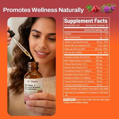 Pavintrix Nierenreinigung Tropfen mit Cranberry-Extrakt, Mariendistel, Chanca Piedra & Artischocke - Kräuterergänzung für Leber-Nieren-Detox & Harnwegsunterstützung, 60 ml