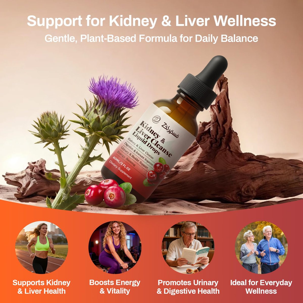 Pavintrix Nierenreinigung Tropfen mit Cranberry-Extrakt, Mariendistel, Chanca Piedra & Artischocke - Kräuterergänzung für Leber-Nieren-Detox & Harnwegsunterstützung, 60 ml