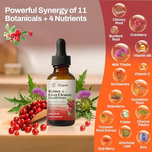Pavintrix Nierenreinigung Tropfen mit Cranberry-Extrakt, Mariendistel, Chanca Piedra & Artischocke - Kräuterergänzung für Leber-Nieren-Detox & Harnwegsunterstützung, 60 ml