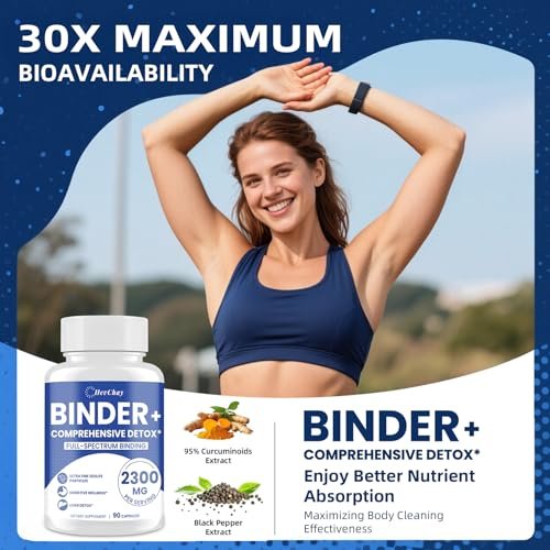 HevChay 2300 MG Detox Binder Komplex – 3-in-1 Entgiftung mit Aktivkohle, Zeolith, Bentonit – Leber & Darmreinigung, Toxinausleitung, Verdauungsunterstützung, 90 vegane Kapseln