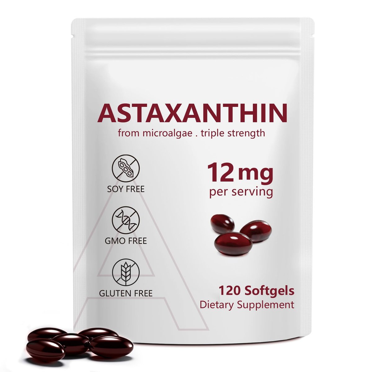 NenMaoKeNu Astaxanthin 12 mg – Premium Astaxanthin Antioxidant Kapseln für Augen-, Immun- und Hautgesundheit, 120 Softgels