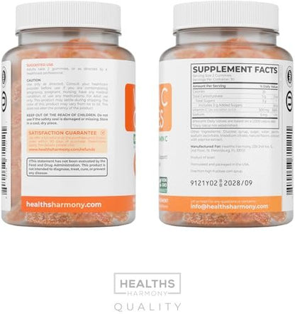 Vegane Vitamin C Gummis für Erwachsene - Immununterstützung mit 500 mg pro Portion für tägliches und saisonales Wohlbefinden - Hochdosiert, nicht-GMO, Orangengeschmack (1-Monats-Vorrat)