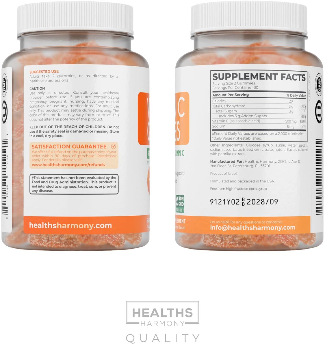 Vegane Vitamin C Gummis für Erwachsene - Immununterstützung mit 500 mg pro Portion für tägliches und saisonales Wohlbefinden - Hochdosiert, nicht-GMO, Orangengeschmack (1-Monats-Vorrat)