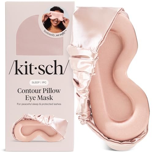 Kitsch Kontur-Kissen Schlafmaske – Weicher als Seide, Schlafmasken für Frauen und Männer, kein Augendruck, leicht, Augenpflege, Reiseutensilien – Blush