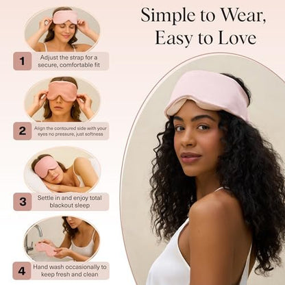 Kitsch Kontur-Kissen Schlafmaske – Weicher als Seide, Schlafmasken für Frauen und Männer, kein Augendruck, leicht, Augenpflege, Reiseutensilien – Blush
