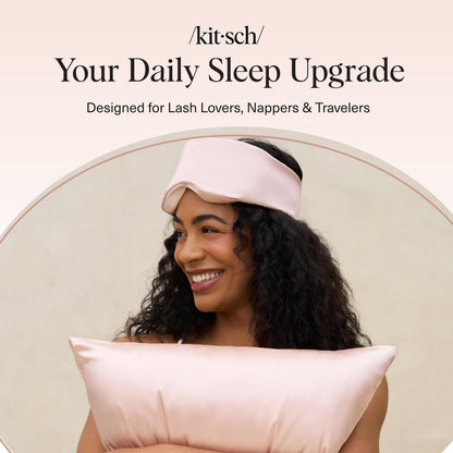 Kitsch Kontur-Kissen Schlafmaske – Weicher als Seide, Schlafmasken für Frauen und Männer, kein Augendruck, leicht, Augenpflege, Reiseutensilien – Blush