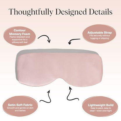 Kitsch Kontur-Kissen Schlafmaske – Weicher als Seide, Schlafmasken für Frauen und Männer, kein Augendruck, leicht, Augenpflege, Reiseutensilien – Blush
