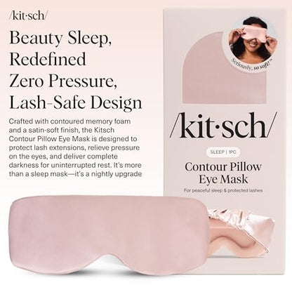 Kitsch Kontur-Kissen Schlafmaske – Weicher als Seide, Schlafmasken für Frauen und Männer, kein Augendruck, leicht, Augenpflege, Reiseutensilien – Blush
