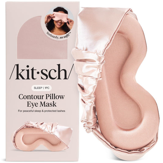 Kitsch Kontur-Kissen Schlafmaske – Weicher als Seide, Schlafmasken für Frauen und Männer, kein Augendruck, leicht, Augenpflege, Reiseutensilien – Blush