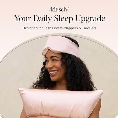 Kitsch Kontur-Kissen Schlafmaske – Weicher als Seide, Schlafmasken für Frauen und Männer, kein Augendruck, leicht, Augenpflege, Reiseutensilien – Blush