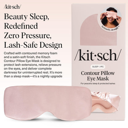 Kitsch Kontur-Kissen Schlafmaske – Weicher als Seide, Schlafmasken für Frauen und Männer, kein Augendruck, leicht, Augenpflege, Reiseutensilien – Blush