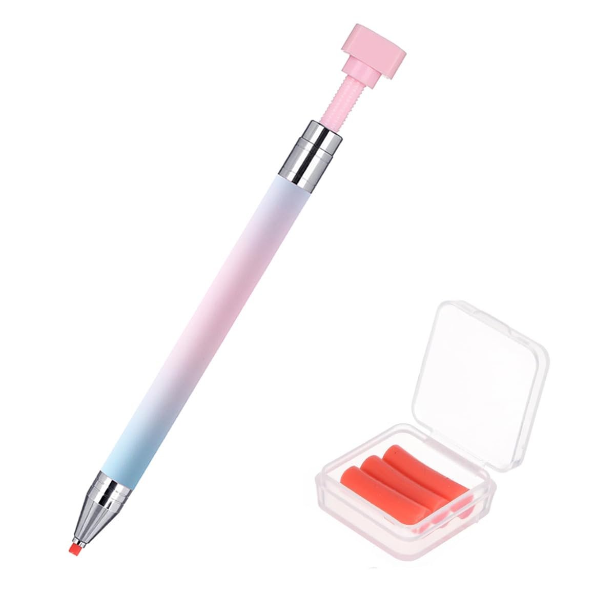 Strass-Setzer-Stift mit 3 Nachfüllpackungen – Nachfüllbarer Wachsstift für Nagel- und Diamantmalerei