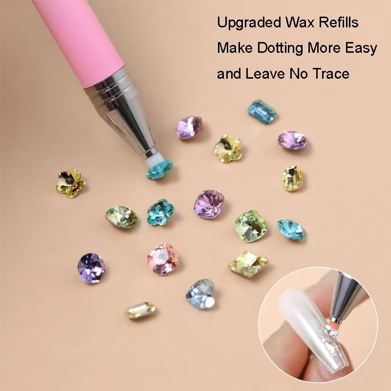 Rhinestone Picker Wax Pen - Nachfüllbarer Strassapplikator mit 3 zusätzlichen Wachs-Nachfüllungen, Strasspicker-Werkzeug für Nageldesign und Diamantmalerei