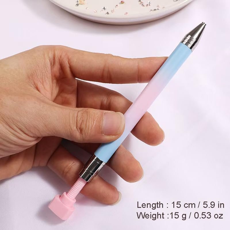Rhinestone Picker Wax Pen - Nachfüllbarer Strassapplikator mit 3 zusätzlichen Wachs-Nachfüllungen, Strasspicker-Werkzeug für Nageldesign und Diamantmalerei