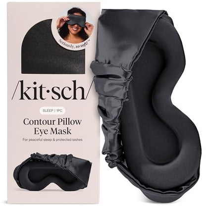 Kitsch Kontur-Schlafmaske – Weicher als Seide, Kein Druck auf den Augen, Leicht, Pflege für die Augen, Reiseessentials – Holzkohle