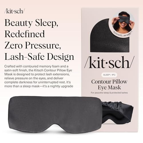 Kitsch Kontur-Schlafmaske – Weicher als Seide, Kein Druck auf den Augen, Leicht, Pflege für die Augen, Reiseessentials – Holzkohle