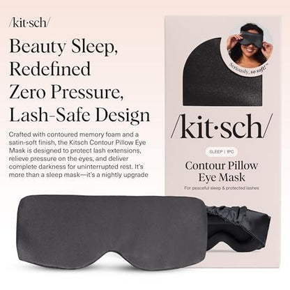 Kitsch Kontur-Schlafmaske – Weicher als Seide, Kein Druck auf den Augen, Leicht, Pflege für die Augen, Reiseessentials – Holzkohle