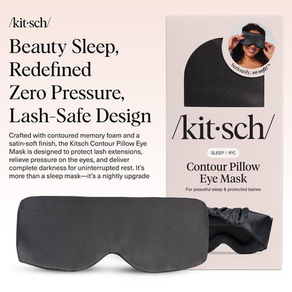 Kitsch Kontur-Schlafmaske – Weicher als Seide, Kein Druck auf den Augen, Leicht, Pflege für die Augen, Reiseessentials – Holzkohle