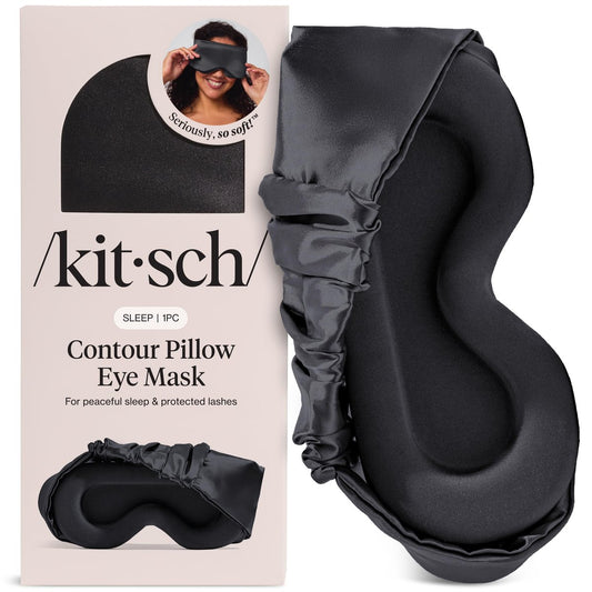 Kitsch Kontur-Schlafmaske – Weicher als Seide, Kein Druck auf den Augen, Leicht, Pflege für die Augen, Reiseessentials – Holzkohle