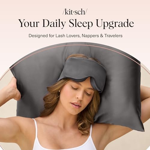Kitsch Kontur-Schlafmaske – Weicher als Seide, Kein Druck auf den Augen, Leicht, Pflege für die Augen, Reiseessentials – Holzkohle