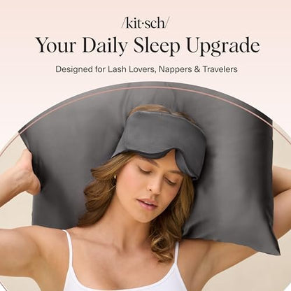 Kitsch Kontur-Schlafmaske – Weicher als Seide, Kein Druck auf den Augen, Leicht, Pflege für die Augen, Reiseessentials – Holzkohle